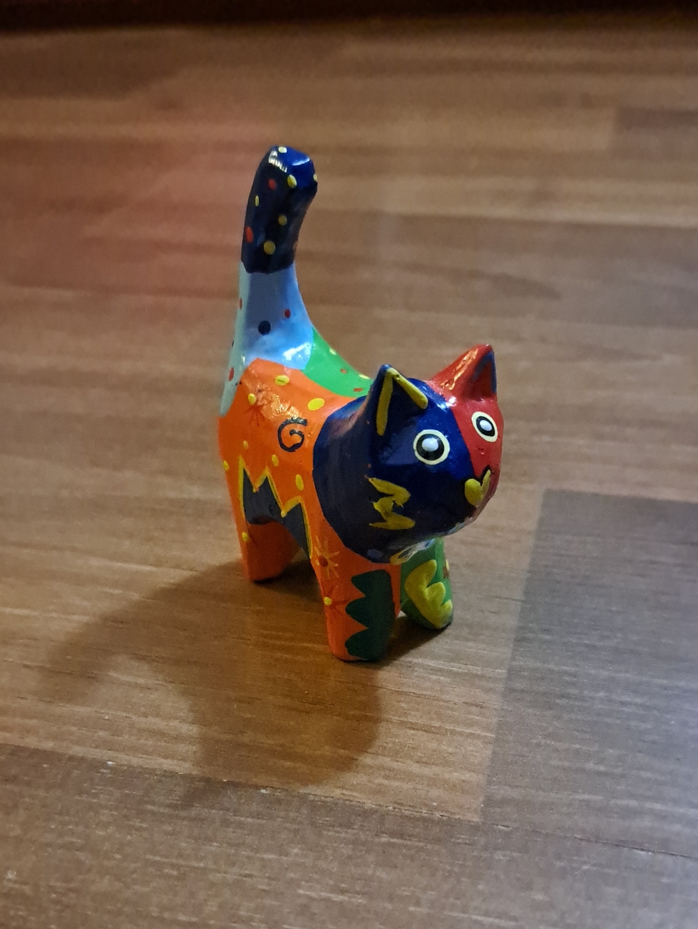 Hand-Painted Multicolor Cat Figurine Decorative Accent